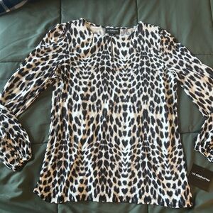 Liz Claiborne career animal print long sleeve blouse
